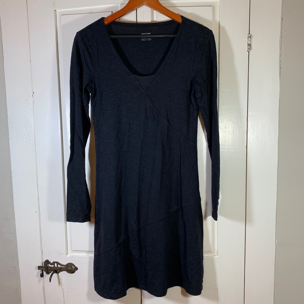 Horny Toad Long Sleeve Dress Small Black Tencel Organic Cotton Blend Minimalist